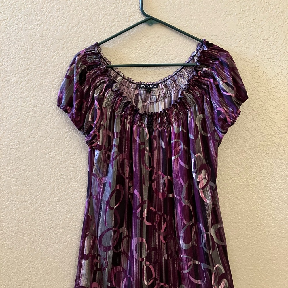 Summer top dark purple, light purple, gray, elastic neck and sleeves!